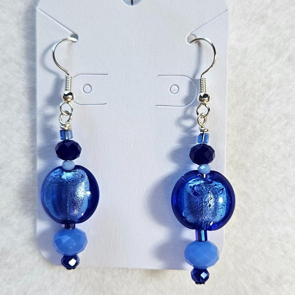 J12 Handmade Blues and Art Glass Earrings